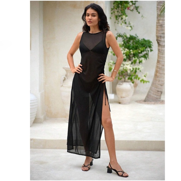 Black  Swim Mesh Coverup - Picture 4 of 15